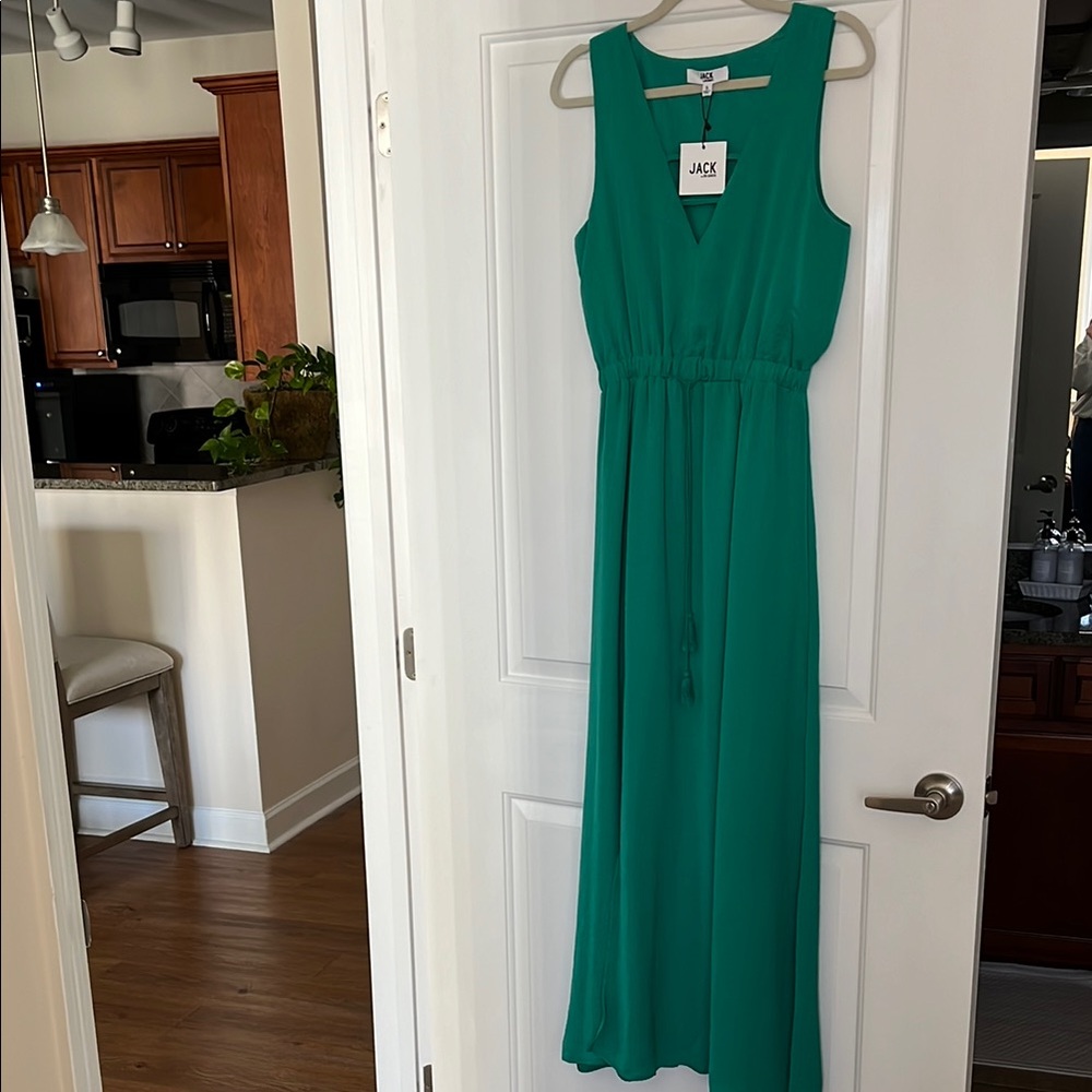 Jack by BB Dakota Women's Green Maxi Dress. Lined, side slit. NEW!